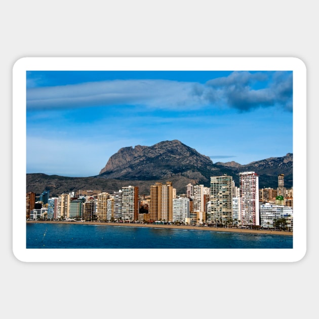 Benidorm Levante Beach Costa Blanca Spain Sticker by AndyEvansPhotos